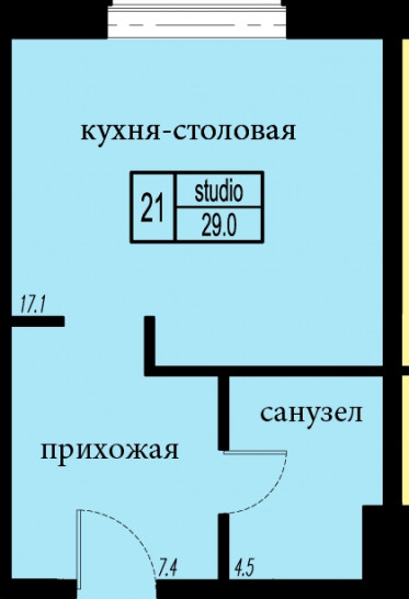 Студия 29 м²