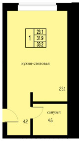 Студия 33.2 м²